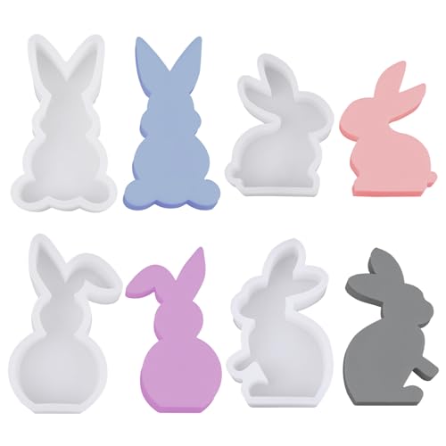 4 Stück Silikonformen Gießformen Ostern, Niedliche Hasenform für Ostern, 3D Silikonform, Kaninchen Gießform Ostern, Silikonform Hase Ostern für Gips, Sojawachskerzen, Heimdekoration, Osterdekoration von CRADMPAT