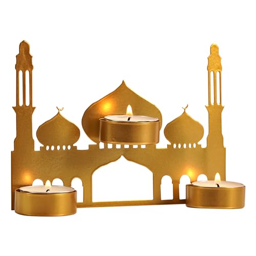 Eid Mubarak Ramadan Kerzenhalter, Ramadan Deko Kerzenständer Metall, Ramadan Dekoration Tisch, Moon Castle Teelichthalter, Metall Windlichter Tischdeko für Valentinstag Hochzeit Party Ramadan Deko von CRADMPAT