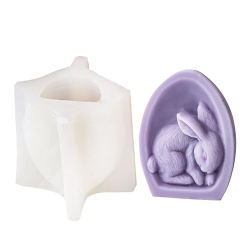 Ostern Kaninchen Silikonform, 3D Ostern Eierschale Kaninchen Kerzenform Silikon, Osterhase Silikonformen Gießformen, Hasenform für Ostern, DIY Seifenform Gießformen Hase für Osterhase Party Dekoration von CRADMPAT