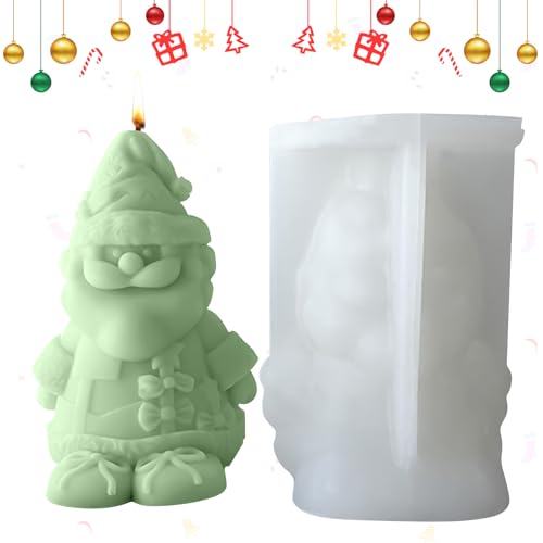 Silikonform Kerze Weihnachtsmann, 3D Schneemann Kerzenform, DIY Silikon Weihnachten Kerzen Gießform, Silikonformen für die Herstellung von Kerzen, Aromasteinen, Schokolade, Handwerk Dekoration von CRADMPAT