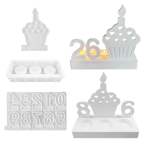 Silikonformen Gießformen Kerzenhalter, Silikonformen Ostern, Ostern Kaninchen Silikonform Kerzenhalter, 3D Hase Silikon Gießform Kerzenhalter für Stabkerzen (Digitale Torte kerzenhalter) von CRADMPAT