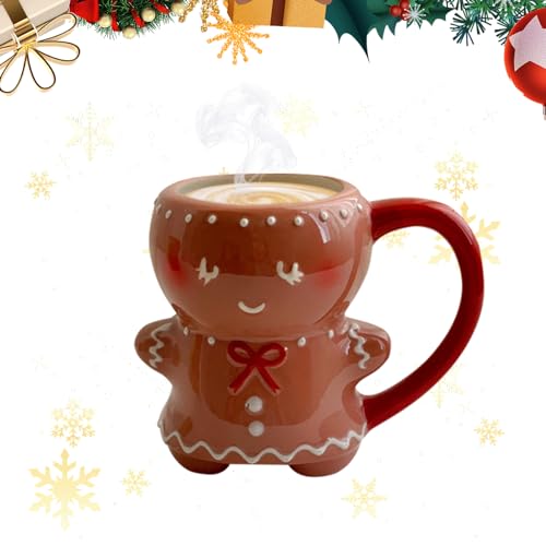 Weihnachts Lebkuchenmann Kaffee Tasse, Niedliche Keramik Weihnachtstasse, Lebkuchenmann Keramik Becher, Süße Tasse Lustige Tassen, 3D Becher Personalisiert, Geschenke für Familie, Freunde von CRADMPAT