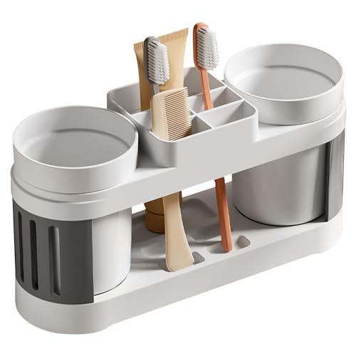 Zahnbürstenhalter, Toothbrush Holder, Stehend Zahnbürste Organizer, Badezimmer Zahnbürstenständer Zahnpasta Zahnputzbecher Halter, Rutschfester Boden, Geeignet für Bad Waschbecken Arbeitsplatte von CRADMPAT