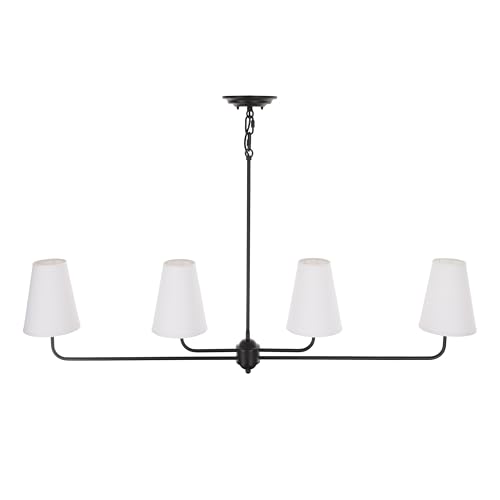 CRAFDECO Lampe Schwarz Modernes Design Weißer Schmaler Lampenschirm Elegante Pendelleuchte für Wohnzimmer Esszimmerlampe Büro Hochwertige Verarbeitung Zeitloses Stilvolles Hängeleuchte von CRAFDECO