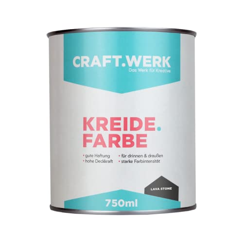 CRAFT.WERK Kreidefarbe für Möbel (750ml, lava stone) ultramatte Chalk Paint Farbe für Holz - Möbelfarbe einfach zu verarbeiten - Möbellack auf Wasserbasis - Made in Germany von CRAFT.WERK Das Werk für Kreative.