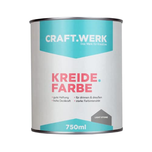 CRAFT.WERK Kreidefarbe für Möbel (750ml, light stone) ultramatte Chalk Paint Farbe für Holz - Möbelfarbe einfach zu verarbeiten - Möbellack auf Wasserbasis - Made in Germany von CRAFT.WERK Das Werk für Kreative.