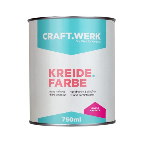 CRAFT.WERK Kreidefarbe für Möbel (750ml, lovely magenta) ultramatte Chalk Paint Farbe für Holz - Möbelfarbe einfach zu verarbeiten - Möbellack auf Wasserbasis - Made in Germany von CRAFT.WERK Das Werk für Kreative.