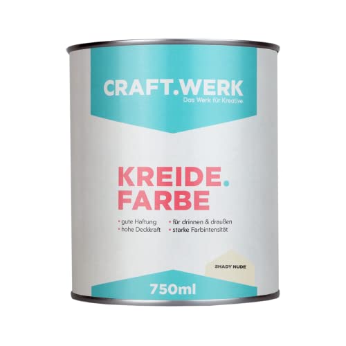 CRAFT.WERK Kreidefarbe für Möbel (750ml, shady nude) ultramatte Chalk Paint Farbe für Holz - Möbelfarbe einfach zu verarbeiten - Möbellack auf Wasserbasis - Made in Germany von CRAFT.WERK Das Werk für Kreative.