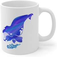 Wal Kunstdruck Becher, Meeressäugetier Sea Life Ozean Tier Walliebhaber Meeresbiologe Geschenke, Glattwal, 11 Oz Keramikbecher von CRAFTHAIN