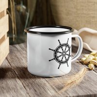 Wasserbecher Ozeanbecher Maritim Becher Für Kapitän Geschenk Für Bootsliebhaber Segler Mit Küstenkunst Schiff Steuerrad/12 Oz von CRAFTHAIN