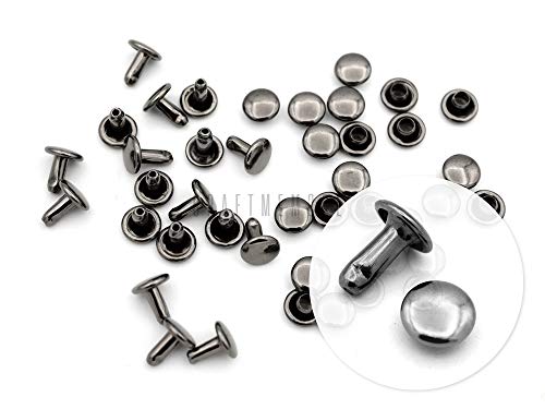 CRAFTMEMORE 100 Sets Doppelkappennieten, runde Nietenverschlüsse für Lederhandwerk, Dekorationen, VT (7 mm Kappe, Gunmetal) von CRAFTMEMORE