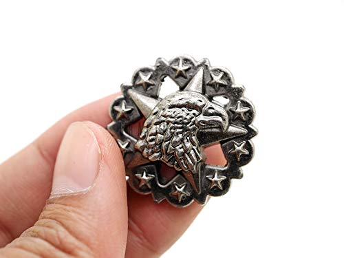 CRAFTMEMORE 2 Stück 2,8 cm Adler Conchos Schraubverschluss Dekorative Vogel Stern Concho Leder Handwerk Zubehör CHS12 (Antiksilber) von CRAFTMEMORE