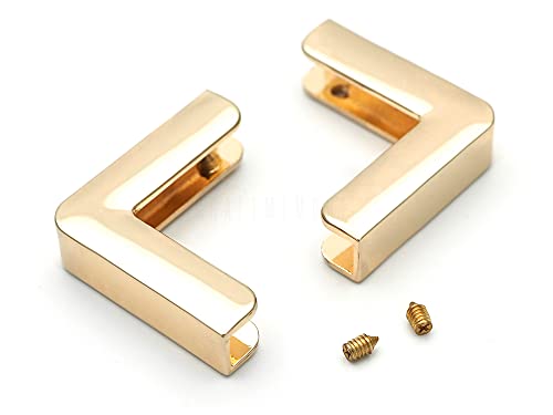 CRAFTMEMORE 4 Stück Metall-Ecken für Tasche, Schutz für Tasche, Einschraubbare Taschen-Eck-Clip, Leder-Clip, Taschen-Endenecken, VT- SC46 (Gold) von CRAFTMEMORE
