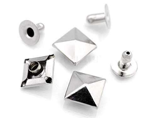 craftmemore 100 Stück silber Ton Pyramide Rapid Nieten Glam Rock Biker Nagelköpfe Lederwaren Dekorationen 10 MM silber von CRAFTMEMORE