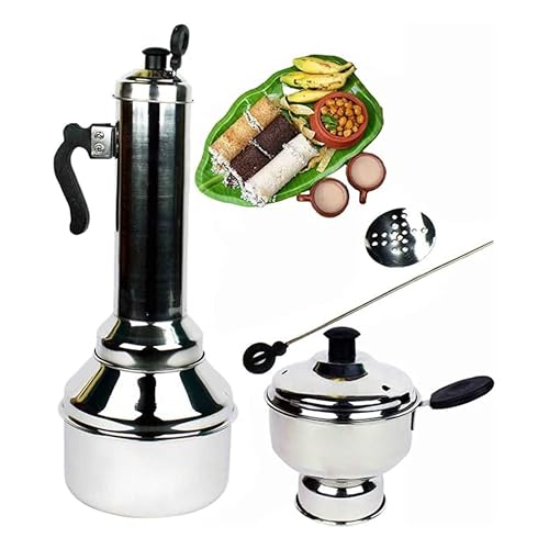 Handcrafted Stainless Steel Puttu Maker Set – Traditional Kerala Style Steamer with Cooker, Pressure Tube & Accessories – Easy to Use & Clean – Ideal for Authentic South Indian Breakfast von CRAFTSTRIBE