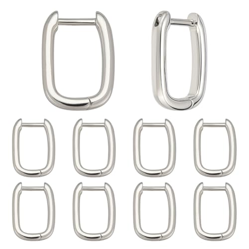 CRAFTYMELODY 10 Paar Huggie Creolen Messing Metall Ohrhaken 15.5x11.5x2mm Platin Dicker Leverback Ohrdraht Zur Schmuckherstellung von CRAFTYMELODY