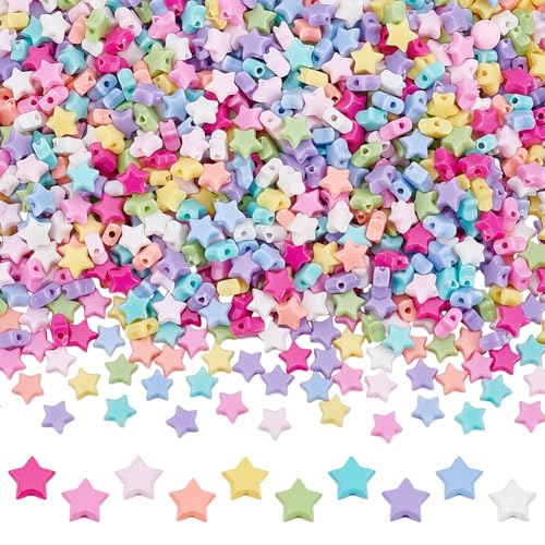 CRAFTYMELODY 1000 Stück Arcylic Sternperlen Gemischte Farben 7mm Lose Abstandsperlen Masse Für Die Schmuckherstellung Zubehör Zubehör DIY Basteln Halsketten Armbänder von CRAFTYMELODY