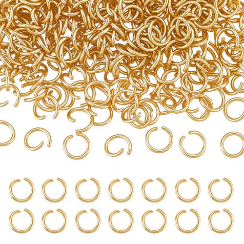 CRAFTYMELODY 1000 Stück Offene Biegeringe 24 Karat Vergoldeter Edelstahl 5mm Biegeringe Verbinder Halskettenreparatur Runde Ringbefunde von CRAFTYMELODY