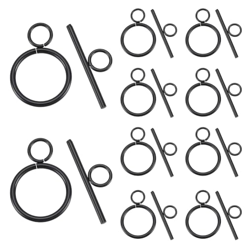 CRAFTYMELODY 10Sets Knebelverschlüsse Aus Edelstahl T Bar Verschlussverschlüsse Verlängerung Schwarz OT Knebelverbinder Für Die Schmuckherstellung Zubehör von CRAFTYMELODY