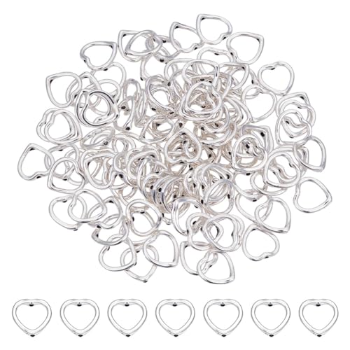 CRAFTYMELODY 120 Stück Perlenrahmen Herz Perlenrahmen Legierung Antik Silber Tibetischer Stil Herz Hohlperlen Rahmen Metall Liebe Anschluss Charms von CRAFTYMELODY