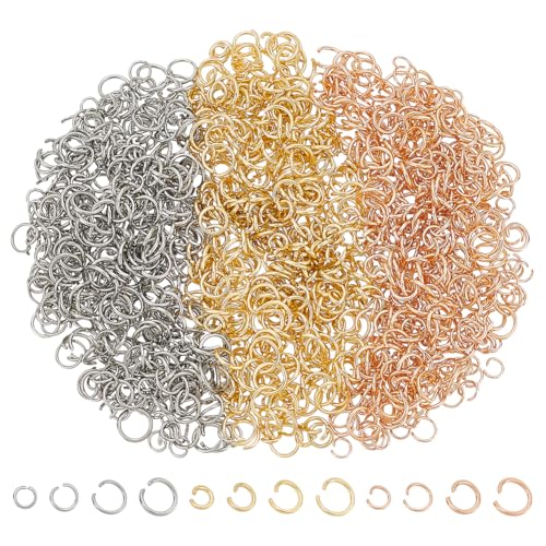 CRAFTYMELODY 1200 Stück Offener Biegering 12 Stile Edelstahl Verbindungsringe Lose Für DIY Schmuckherstellung Zubehör von CRAFTYMELODY
