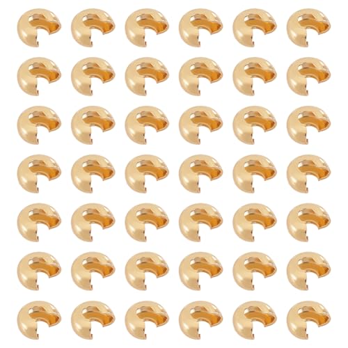 CRAFTYMELODY 150 Stück 18K Vergoldete Crimpperlen Abdeckungen Messing Rondelle Crimpperlen 6mm Offene Halbrunde Crimpperlen Knotenabdeckung Kleine Perle CRAFTYMELODY 150 Stück 18K Vergoldete Crimpperlen Abdeckungen Messing Rondelle Crimpperlen 6mm Offene Halbrunde Crimpperlen Knotenabdeckung Kleine Perle von CRAFTYMELODY