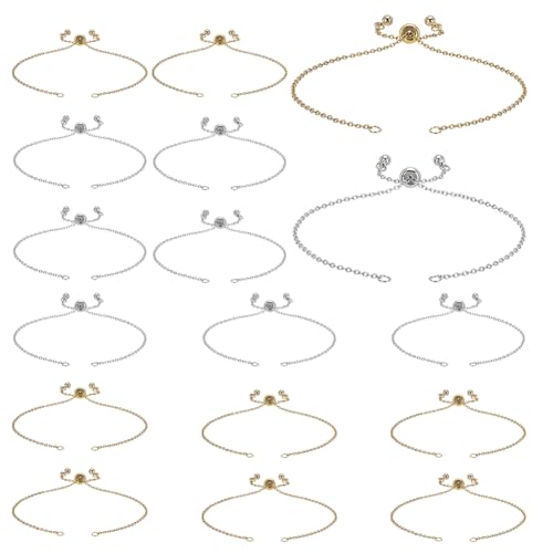 CRAFTYMELODY 16 Stück 2 Farben Verstellbare Schiebearmbänder 304 Verlängerungsketten Aus Edelstahl 9 Zoll Mit Messingperle Zur Schmuckherstellung Gold/Silber CRAFTYMELODY 16 Stück 2 Farben Verstellbare Schiebearmbänder 304 Verlängerungsketten Aus Edelstahl 9 Zoll Mit Messingperle Zur Schmuckherstellung Gold/Silber von CRAFTYMELODY