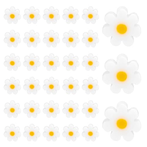 CRAFTYMELODY 160 Stück Handgemachte Millefiori Lampwork Glasperle Weiß Orange 5.5~8mm Flache Daisy Floret Perlen Lose Spacer Perle von CRAFTYMELODY