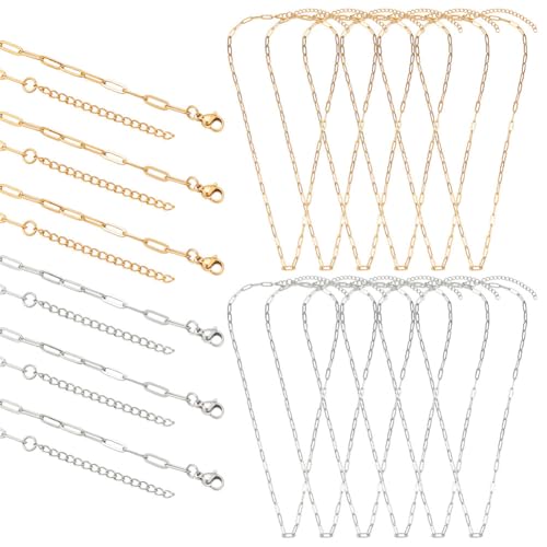 CRAFTYMELODY 18 Stück 2 Farben Büroklammer Charme Halskettenketten Edelstahlkette Goldener Edelstahl Verstellbare Gliederketten Verlängerungskette CRAFTYMELODY 18 Stück 2 Farben Büroklammer Charme Halskettenketten Edelstahlkette Goldener Edelstahl Verstellbare Gliederketten Verlängerungskette von CRAFTYMELODY