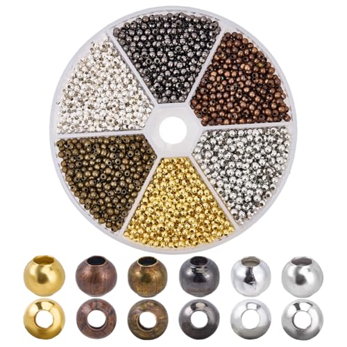 CRAFTYMELODY 180 Stück 6 Farbige Runde Abstandsperlen 3mm Lose Abstandsperlen Aus Eisen Metallisch Plattiert Rocailles Perlen Winzige Schmuckteile Masse Zur Schmuckherstellung von CRAFTYMELODY