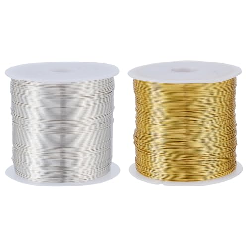 CRAFTYMELODY 2 Rolle Kupferdraht In 2 Farben 328 Fuß 26 Gauge Gold Silber Biegbarer Metalldraht Für Die Schmuckherstellung Das Formen von Blumenkränzen Basteldrähte CRAFTYMELODY 2 Rolle Kupferdraht In 2 Farben 328 Fuß 26 Gauge Gold Silber Biegbarer Metalldraht Für Die Schmuckherstellung Das Formen von Blumenkränzen Basteldrähte von CRAFTYMELODY