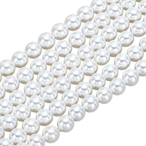 CRAFTYMELODY 2 Strang 4mm Natürliche Muschelperlen Runde Weiße Perlen Lose Perlen Masse Zur Schmuckherstellung Zubehör Halsketten Armbänder von CRAFTYMELODY