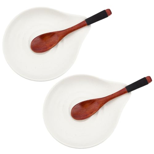 CRAFTYMELODY 2 Stück Keramik Löffelablage Tropfenform Porzellan Löffelhalter 130x157x23mm Küchenarbeitsplatte Utensilienablage Kochspatelhalter von CRAFTYMELODY