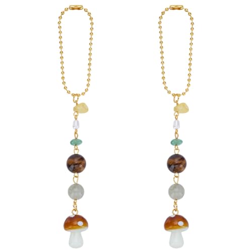 CRAFTYMELODY 2 Stück Pilz Hängedekor Gemischte Farben Pilz Hängende Auto Charm Rückspiegel Zubehör Niedliche Boho Accessoires von CRAFTYMELODY