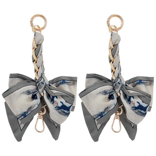 CRAFTYMELODY 2 Stück Taschenverlängerungskette Mit Schleife Band Schleife Geldbörsenkette Riemenverlängerung Ersatz 17cm Schaldekoration Grau von CRAFTYMELODY