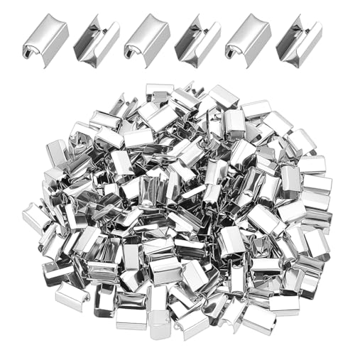 CRAFTYMELODY 210 Stück Endverschlüsse Crimp Eisen Kordelenden Rechteckige Faltbare Crimp Enden 11x7mm Lederseil Clips Endklemmen Für Die Schmuckherstellung von CRAFTYMELODY