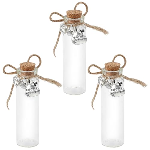 CRAFTYMELODY 3 Set Tierhaar Gedenkglasflaschen Glasflaschen Perlenbehälter Mit 6 Anhängern Aus Legierung Mit Hundepfotenabdrücken Im Tibetischen Stil Und 1 Strängen Jutekordel CRAFTYMELODY 3 Set Tierhaar Gedenkglasflaschen Glasflaschen Perlenbehälter Mit 6 Anhängern Aus Legierung Mit Hundepfotenabdrücken Im Tibetischen Stil Und 1 Strängen Jutekordel von CRAFTYMELODY