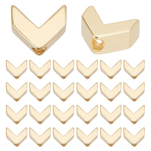 CRAFTYMELODY 30 Stück V Förmige Pfeilperlen Echte 24 Karat Vergoldete Lose Abstandsperlen 5.5x6.5x3mm Geometrische Charm Verbinder Bulk Für Halsketten Und Armbänder CRAFTYMELODY 30 Stück V Förmige Pfeilperlen Echte 24 Karat Vergoldete Lose Abstandsperlen 5.5x6.5x3mm Geometrische Charm Verbinder Bulk Für Halsketten Und Armbänder von CRAFTYMELODY