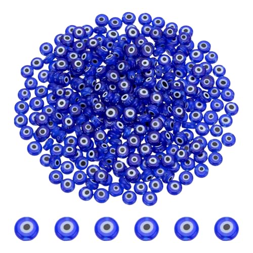 CRAFTYMELODY 300 Stück Evil Eye Lampwork Perlen Handgefertigt Flach Rund Abstandsperlen 6mm Blau Evil Eye Charms Türkische Augenperle Zur Schmuckherstellung CRAFTYMELODY 300 Stück Evil Eye Lampwork Perlen Handgefertigt Flach Rund Abstandsperlen 6mm Blau Evil Eye Charms Türkische Augenperle Zur Schmuckherstellung von CRAFTYMELODY