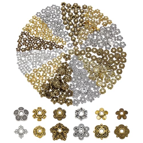 CRAFTYMELODY 360 Stück nperlenkappe 12 Stil Tibetische nperlen Endkappe Messing Floral Spacer Perle Für Schmuckherstellung DIY Bastelzubehör Lieferant von CRAFTYMELODY