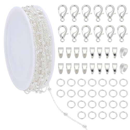 CRAFTYMELODY 39 Fuß Satellitenketten Silberne Ketten Zur Schmuckherstellung Mit 100 Biegeringen 30 Schnappösen Und 30 Karabinerverschlüssen Zur Schmuckherstellung CRAFTYMELODY 39 Fuß Satellitenketten Silberne Ketten Zur Schmuckherstellung Mit 100 Biegeringen 30 Schnappösen Und 30 Karabinerverschlüssen Zur Schmuckherstellung von CRAFTYMELODY