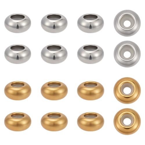 CRAFTYMELODY 40 Stück Stopperperlen Aus Edelstahl Gold Silber Rondell Schiebeperlen Mit Gummi Im Inneren Runde Schiebeperlen Mit Loch 2 3.5mm Zur Schmuckherstellung CRAFTYMELODY 40 Stück Stopperperlen Aus Edelstahl Gold Silber Rondell Schiebeperlen Mit Gummi Im Inneren Runde Schiebeperlen Mit Loch 2 3.5mm Zur Schmuckherstellung von CRAFTYMELODY