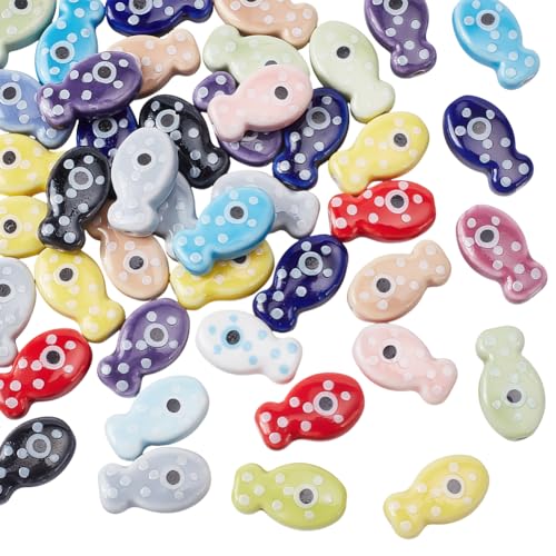 CRAFTYMELODY 50 Stück Porzellan Keramik Fischperlen Bunt Rund Gepunktet Ozean Meer Strand Tierform Bedruckt Lose Abstandsperlen Meereslebewesen Perlen CRAFTYMELODY 50 Stück Porzellan Keramik Fischperlen Bunt Rund Gepunktet Ozean Meer Strand Tierform Bedruckt Lose Abstandsperlen Meereslebewesen Perlen von CRAFTYMELODY