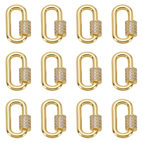 CRAFTYMELODY 6 Stück 18K Gold Schraubkarabiner Verschlüsse Messing Zirkonia Karabiner Verschluss Charm 17.1x10.5x2mm Clip Quick Link CRAFTYMELODY 6 Stück 18K Gold Schraubkarabiner Verschlüsse Messing Zirkonia Karabiner Verschluss Charm 17.1x10.5x2mm Clip Quick Link von CRAFTYMELODY