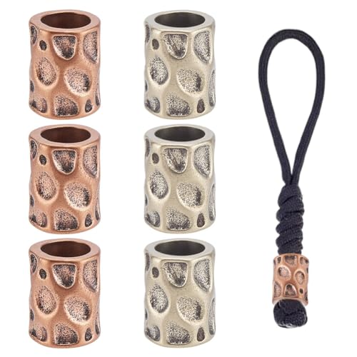 CRAFTYMELODY 6 Stück Große Loch Lanyard Perlen 2 Farben Spalte Europäischeperlen 12.5x9x6mm Messing Spacer Perle Säulenförmige Lanyard Charms von CRAFTYMELODY