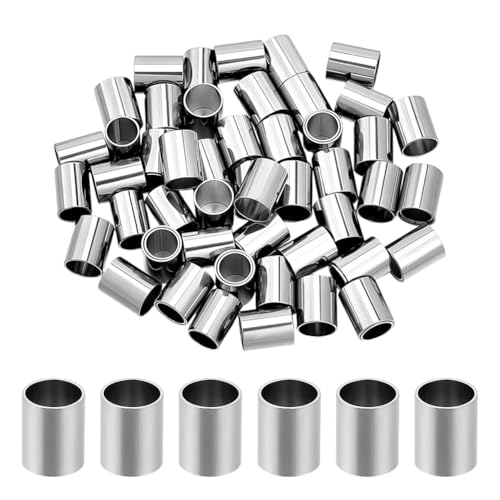 CRAFTYMELODY 60 Stück 304 Edelstahl Röhrenperlen 10mm Lange Abstandsperlen Metallsäule Hohlröhrenperle Großes Loch Lose Abstandsperlen Europäische Perlen von CRAFTYMELODY