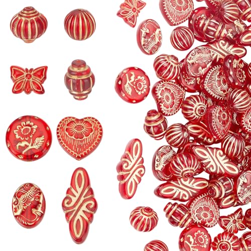 CRAFTYMELODY 80 Stück Arcylic Runde Perlen 8 Stil Lose Abstandsperlen Herz Schmetterling Raute Bulk Für Schmuckherstellung Zubehör Zubehör von CRAFTYMELODY