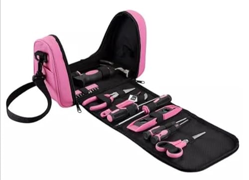 21-teiliges Haushalts-Handwerkzeug-Set mit Tasche, Mini-Werkzeug-Set für den Heimgebrauch, DIY & mehr, Rosa von CRAFTZONE