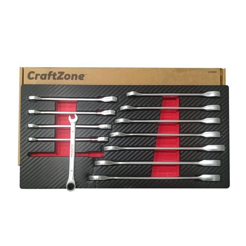 Ratschenschlüssel-Set mit Organizer-Box, 12-Punkt-Schraubenschlüssel, SE t, Cr-V konstruiert von CRAFTZONE