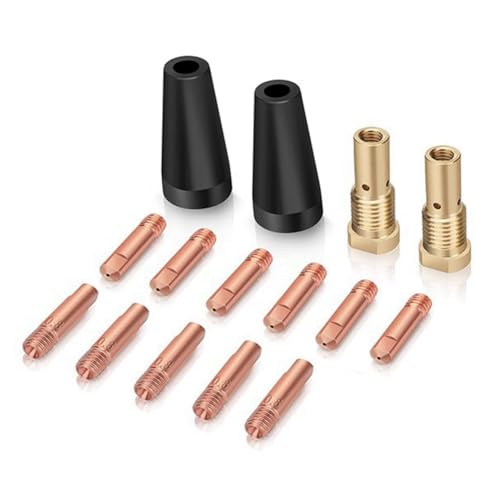 CRAKES 15Pcs MIG Welding Kit Flux Core Gasless Nozzle 0.8mm Brass Welding Tips Replacement MIG Welder Replacement Parts von CRAKES